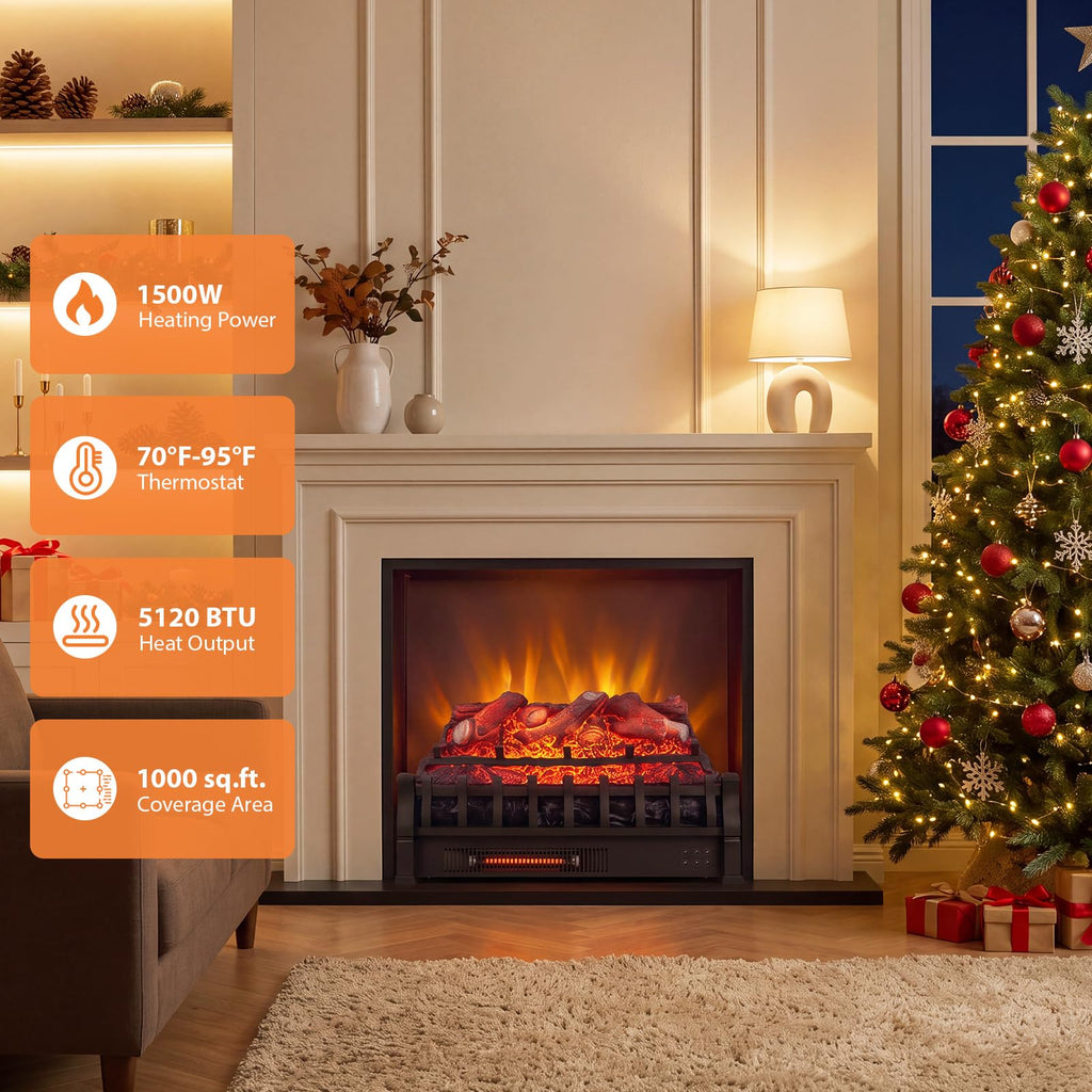 Electric Fireplace Insert Lemon Wood Log Heater (23" WiFi)