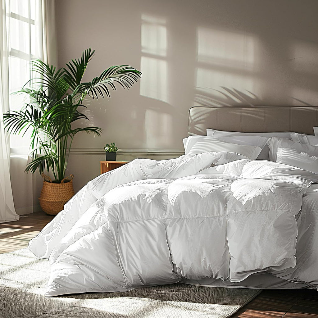 Goose Feather Down Fiber Cotton Comforter Queen - 100% Cotton Duvet Insert