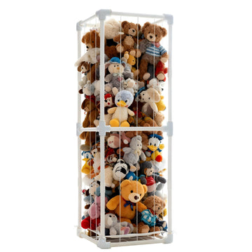 Stuffed Animal Storage Organizer, 58" Extra Large Zoo Cage for 80+ Plushies, Upgraded Quick-Lock Vertical Toy Holder