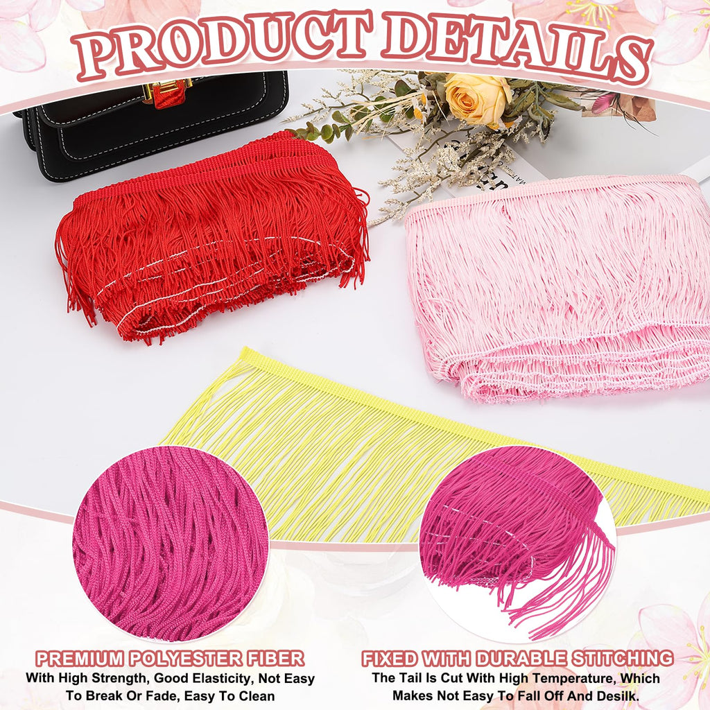 4 Inch Fringe Trim Tassel Sewing Trim, Polyester Chainette for DIY Craft Clothing Accessories Latin Wedding - 10 Yards
