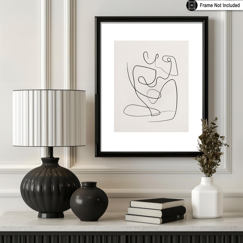 Master Vintage Minimalist Poster - Retro Abstract Print - Line Drawing, Simple, Woman Figure, Aesthetic - 16x20