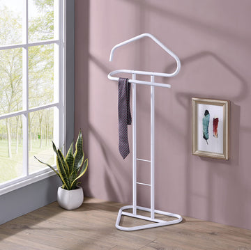 Kalblins Metal Clothing Wardrobe Suit Valet Rack Stand, White