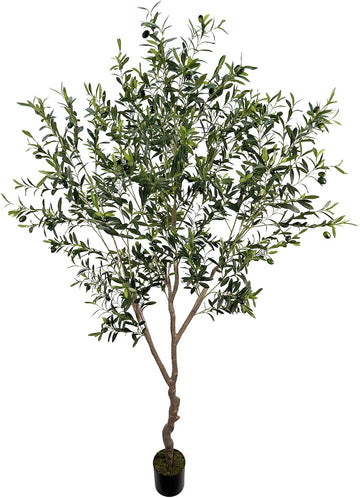 Olive Tree 7ft(82in,2200+Uv Protection Leaf) Tall,Faux Olive Tree Indoor Artificial Tree for Modern Home Office