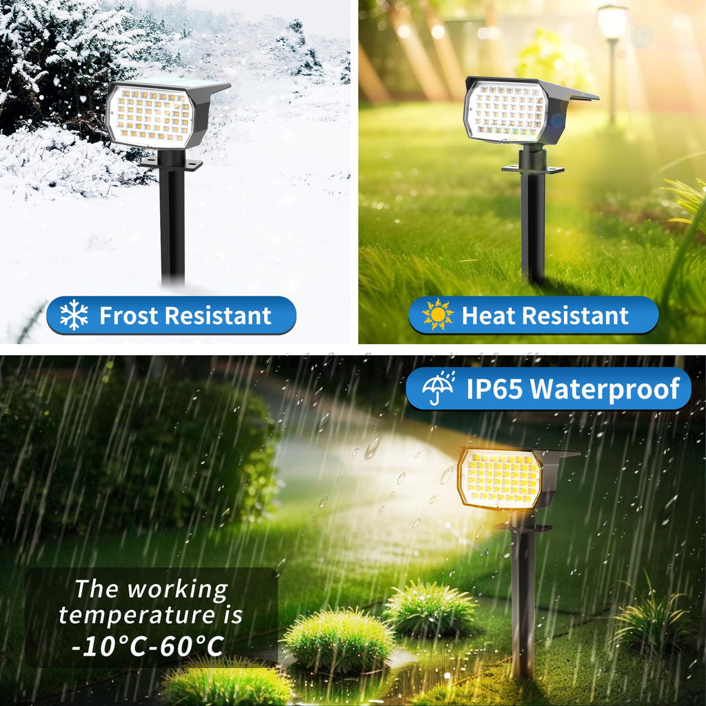 Solar Spot Lights Outdoor 2 Pack, [46 LED/3 Modes] Solar Landscape Spotlights Waterproof, 2-in-1 Auto On/Off Solar