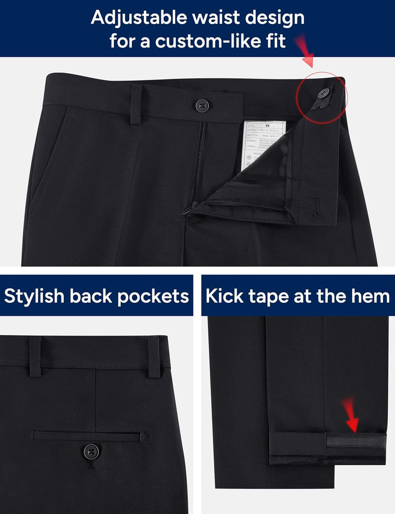 Boys Stretch Suit Set with Pre-Tied Zipper Tie | Slim & Husky Fit Options