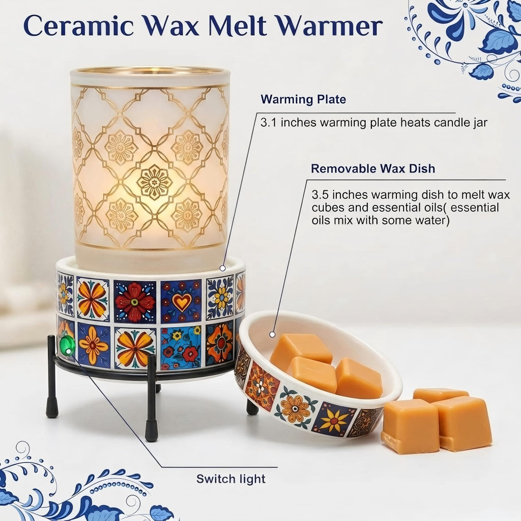 Talavera Ceramic Electric Wax Melt Warmer, Wax Warmer Scented Wax