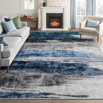 5x7 Modern Abstract Rug for Living Room, 5'x7' Machine Washable Area Rug Non-Slip Rug, Low-Pile Contemporary Indoor