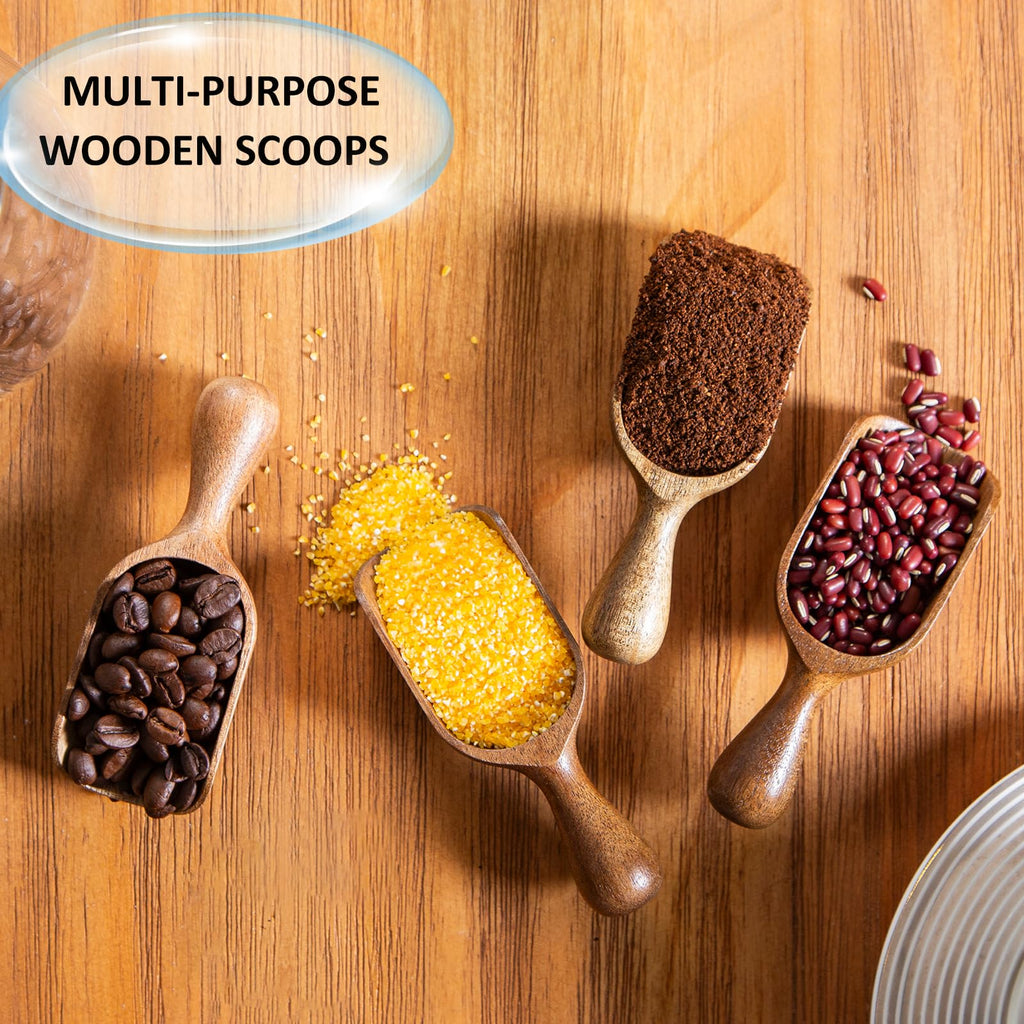 Wooden Scoops for Canisters 6PCS Acacia Wooden Scoop for Jars Mini Measuring Spoons for Ground Coffee Scoops Wood