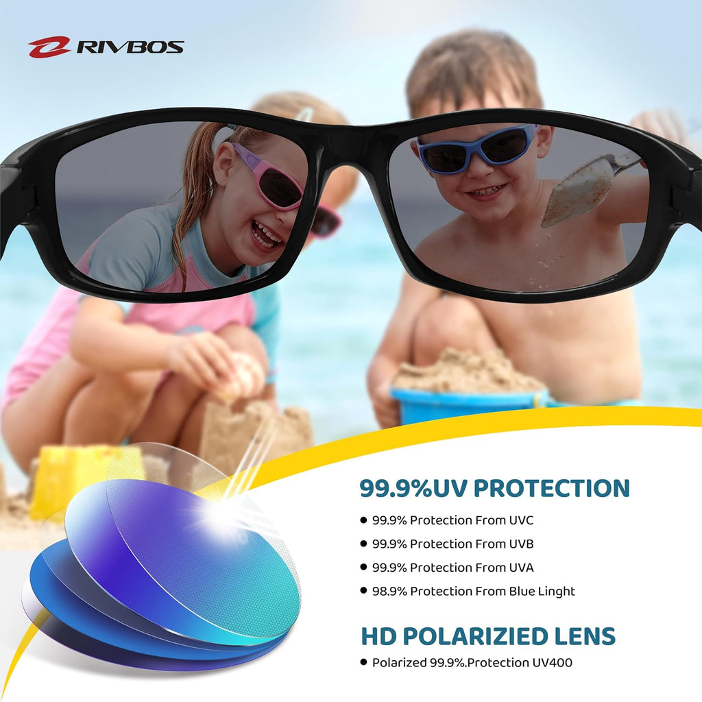 Kids Sunglasses Polarized UV400 TPE with Strap for Boys Girls RBK037