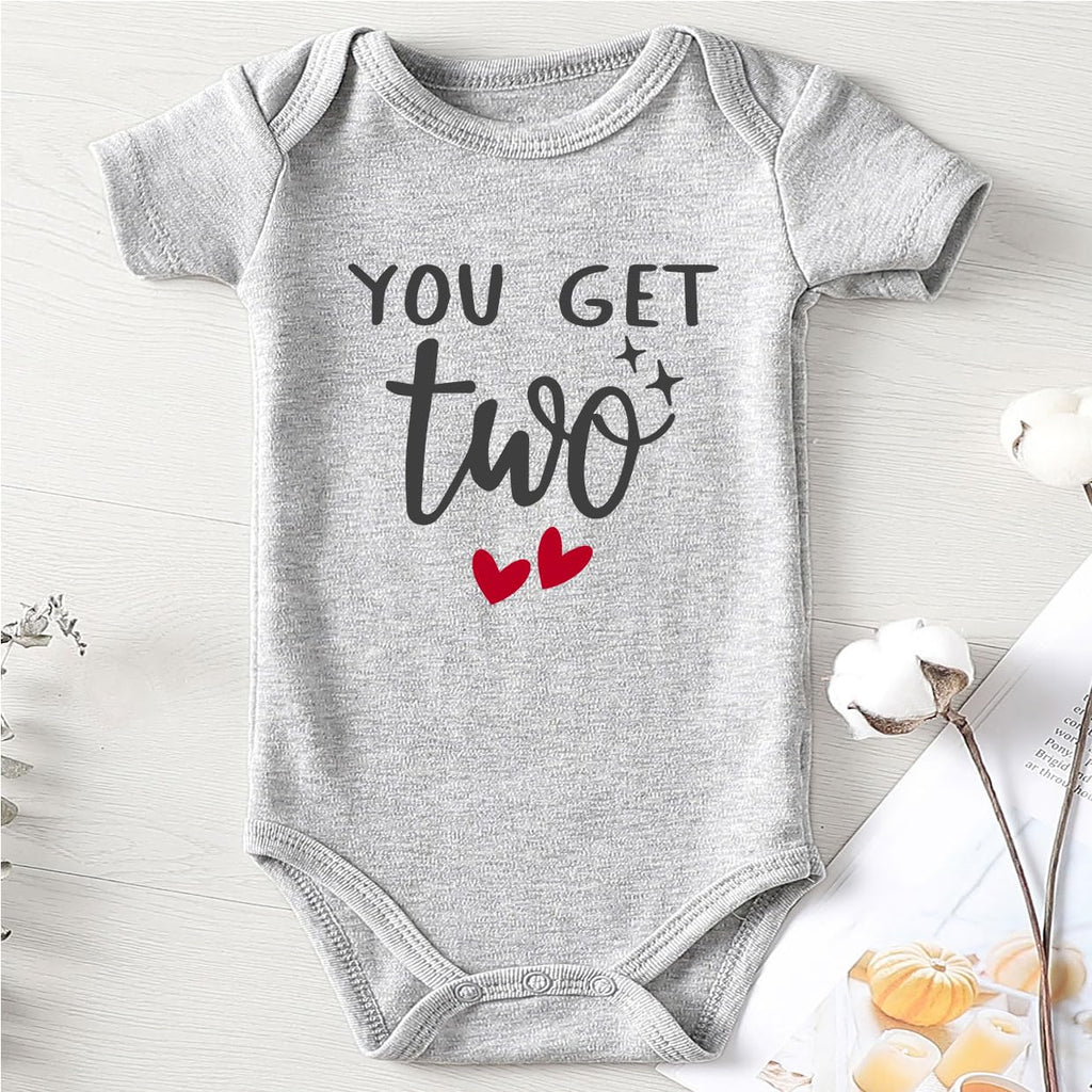 Wish One Get Two Baby Outfits For Boy And Girl - Newborn Twins Baby Items Must Haves - Twin Baby Bodysuit Gray