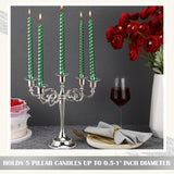 3 Pcs 5 Arm Metal Candelabra Candlestick Holders 10.24 Inch Tall Candlestick Holders Gothic Candle Holdery (Sliver)