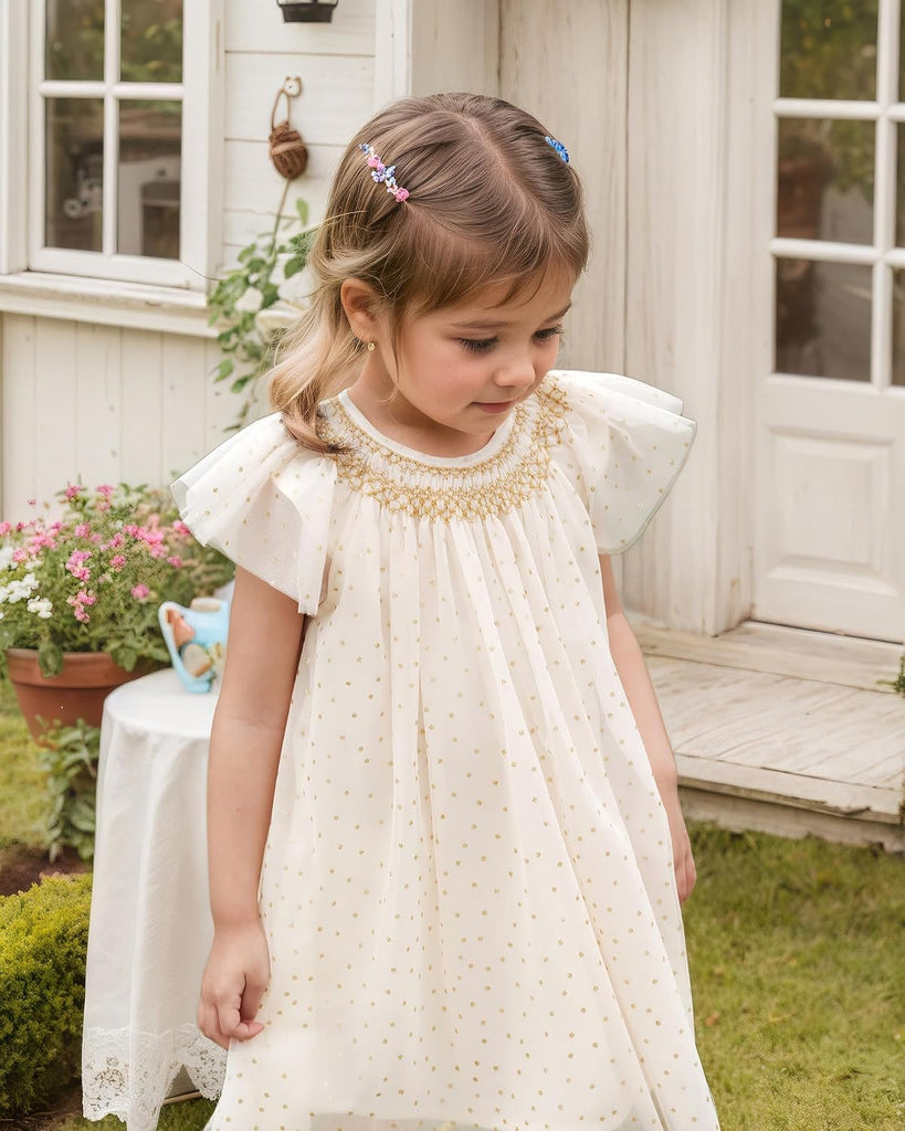 Baby Girl Smocked DressToddlers Cotton Casual Outfit Sleeveless Dresses,Sundress Princess Dress for Summer