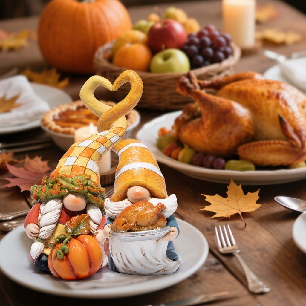Thanksgiving Decorations for Table, Resin Fall Thanksgiving Figurines with Turkey, Pumpkin & Heart, Festive Gift for