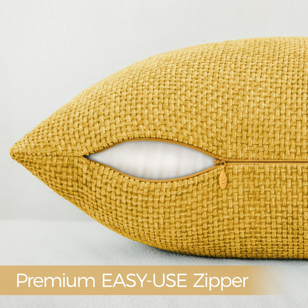 Yellow Chenille Throw Pillow Covers 20x20 Inch Pack of 2 Modern Decorative Throw Pillow Covers Farmhouse Cross Covers