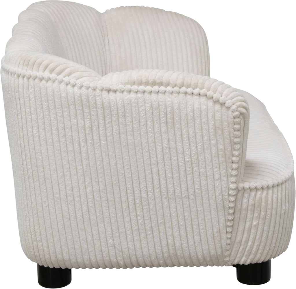 Retro Scalloped Back Sofa Style Pet Bed, Dog & Cat Couch with Tufted Cushion & Armrest, Stylish Indoor Pet Furniture
