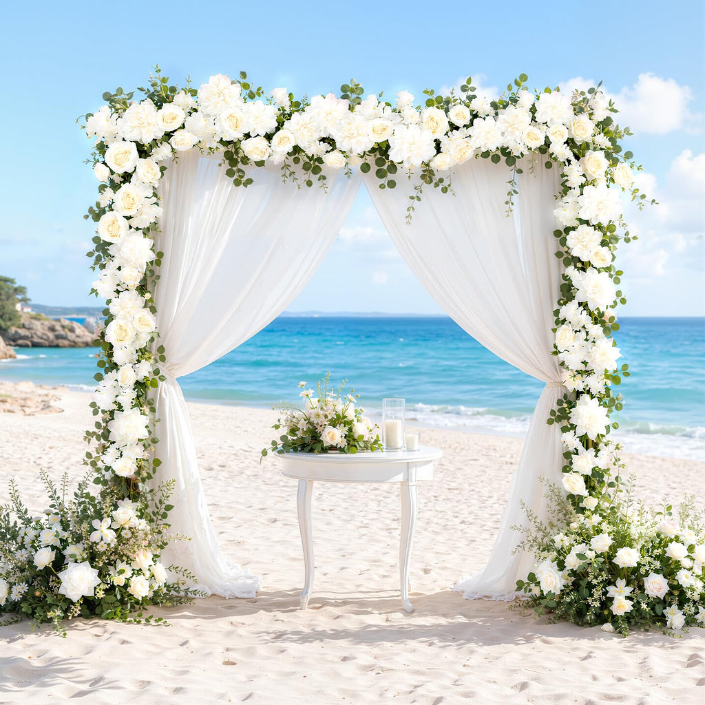 Total 12.4Ft Artificial Flowers Garlands for Decoration, White