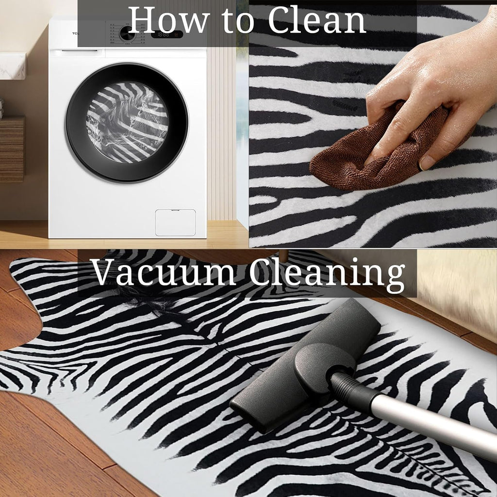 Zebra Rug 7.6x6.2 ft Area Rugs Black White Stripes Funky Area Rugs Living Room Dining Room Animal Rug Carpet