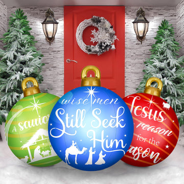 3 Pcs Giant Inflatable Christmas Ball PVC Decorated Large Inflatables Outdoor Decorations Blow up Yard Ornaments