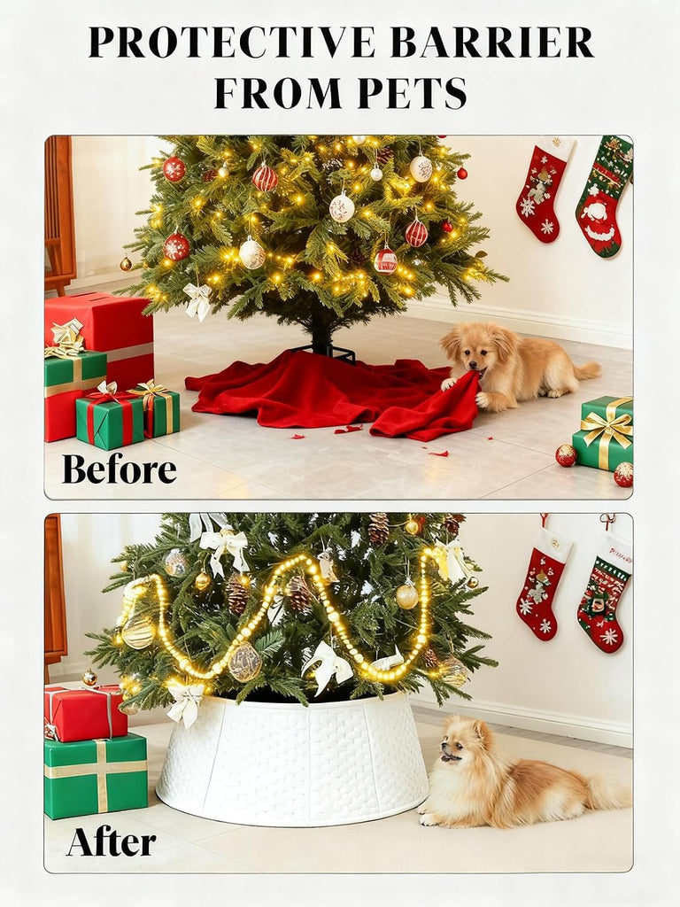 White Tree Collar Christmas Tree Collar - 28 inch Tree Base Cover Plastic Tree Ring Xmas Ornament for Christmas New