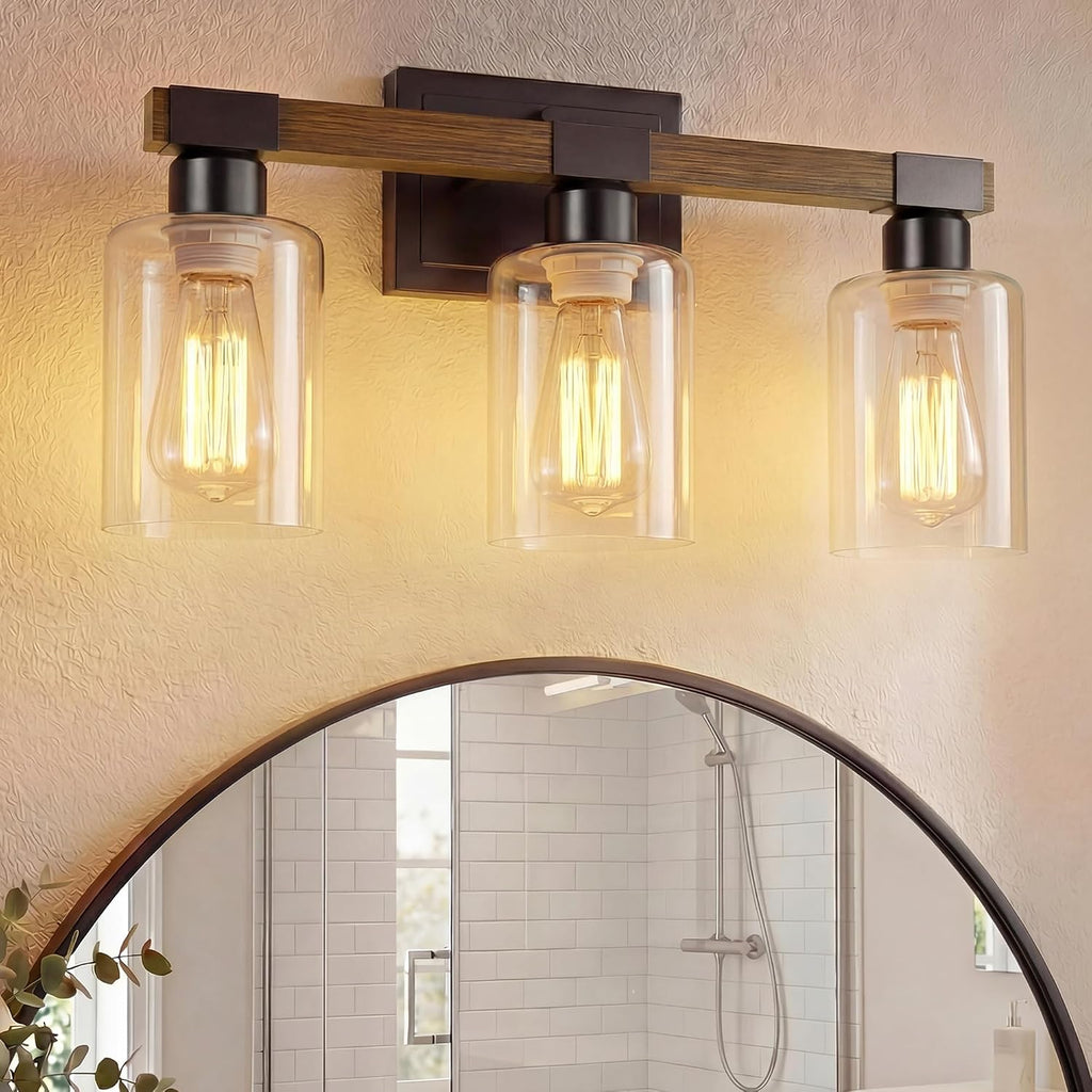 Farmhouse Bathroom Vanity Light Fixtures,3 Light,UL Certificated | 3 Light Bathroom Vanity Lights Over Mirror, Rustic