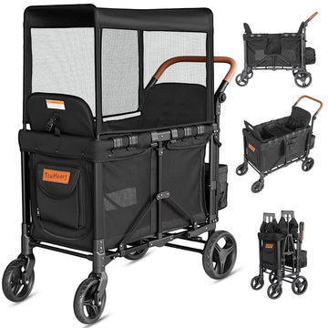 JML002 Wagon Stroller for 2 Kids - Double Seater Push Stroller with Canopy | Collapsible Foldable Wagon for Kids