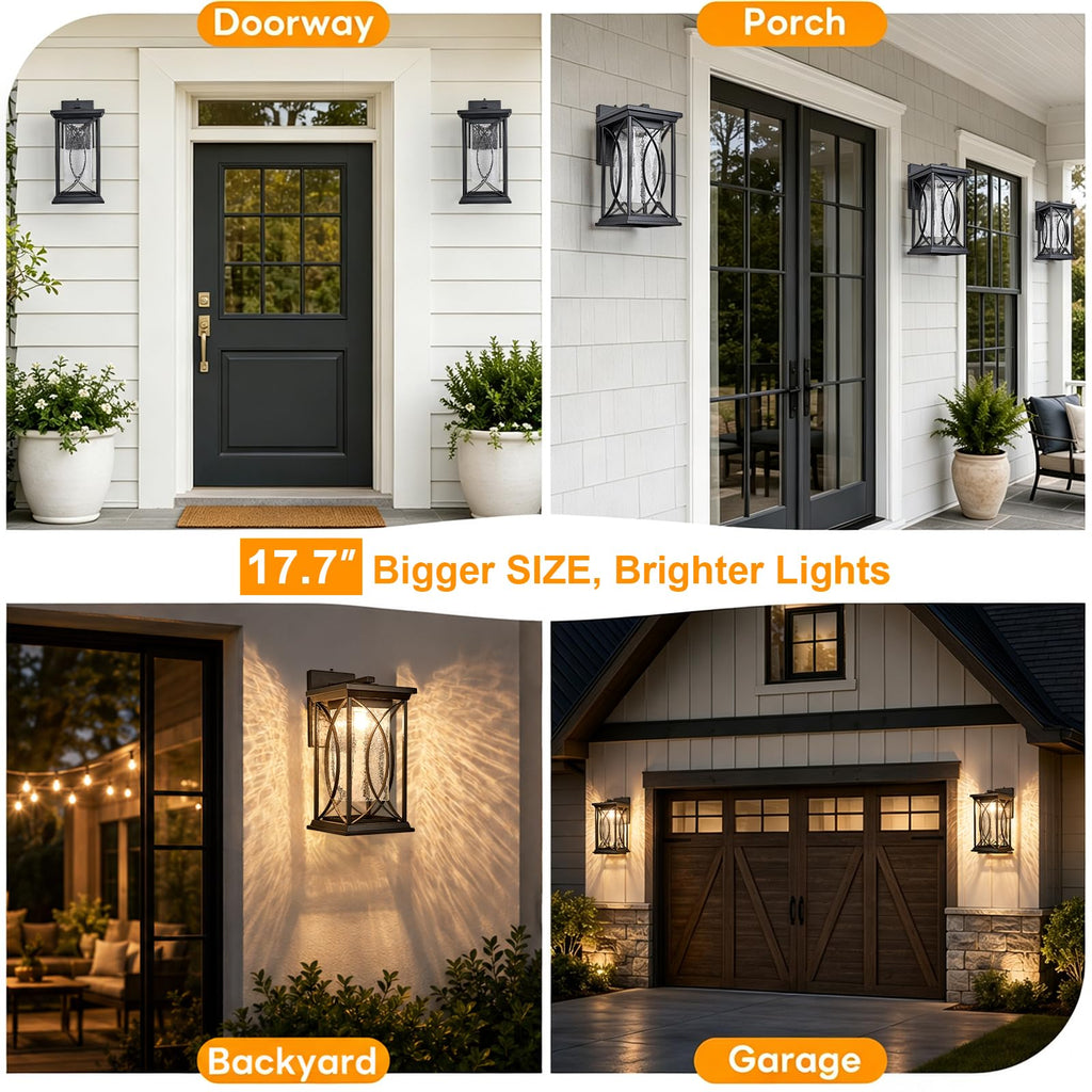 18" Extra Large Outdoor Sconce with photocell Sensor Coach Lantern Modern Large Exterior Light Fixture Waterproof
