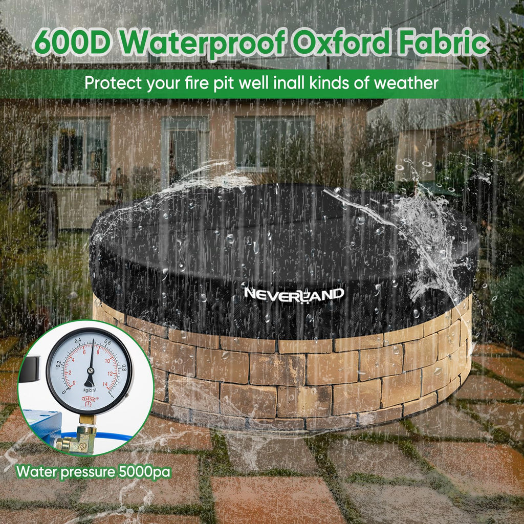 Fire Pit Cover Round, 46-51" Outdoor firepit cover for In-Ground Fire Pits