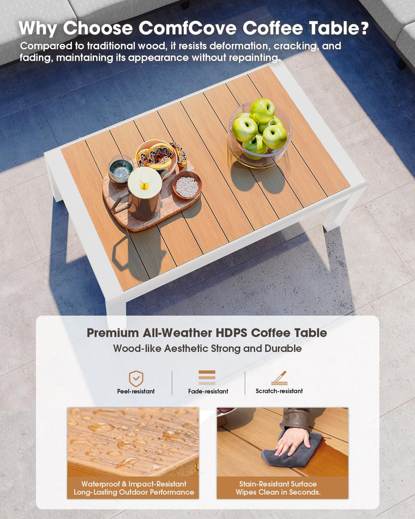 Aluminum Outdoor Patio Furniture Set, 8 Seats Patio Conversation Sets, Oversized Outdoor Sectional with Washable