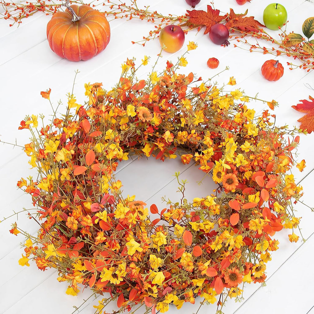 22 Inch Fall Wreaths for Front Door Boho Fall Wreath Autumn Wreath