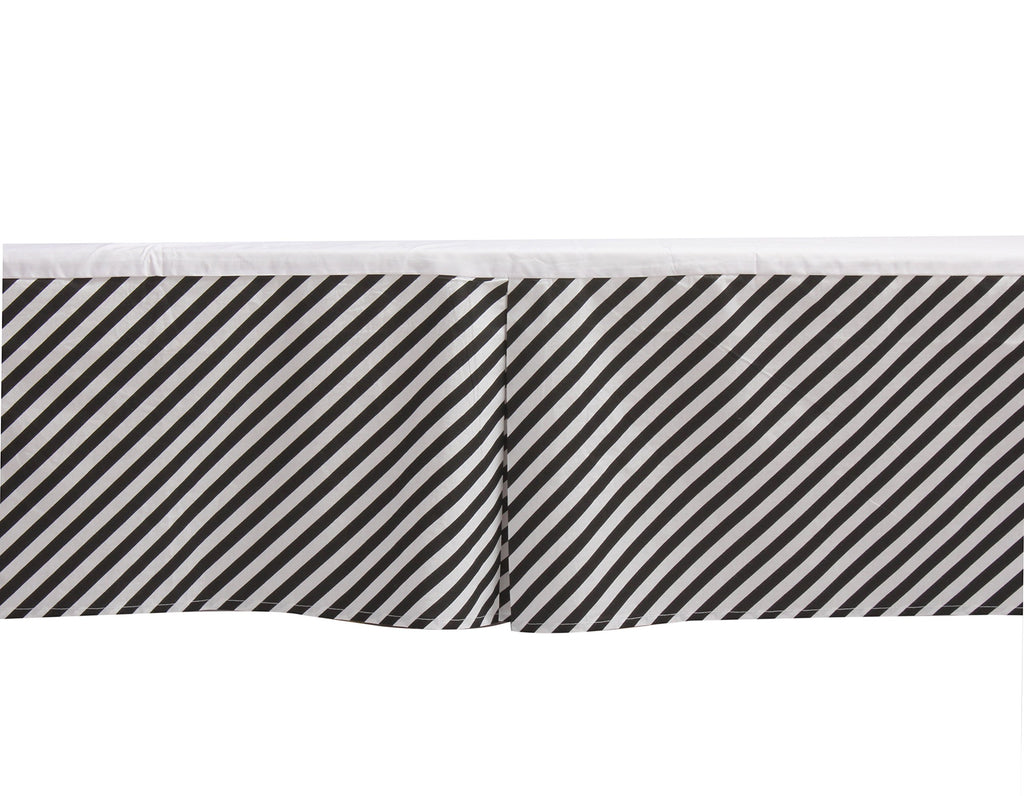 Love 100 Percent Cotton Percale Crib/Toddler Bed Skirt (Warp Stripes, Black)