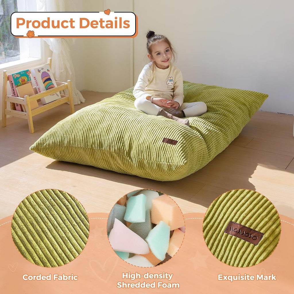 3 in 1 Kids Bean Bag Chair, Comfy Floor Sofa with Removed Cover