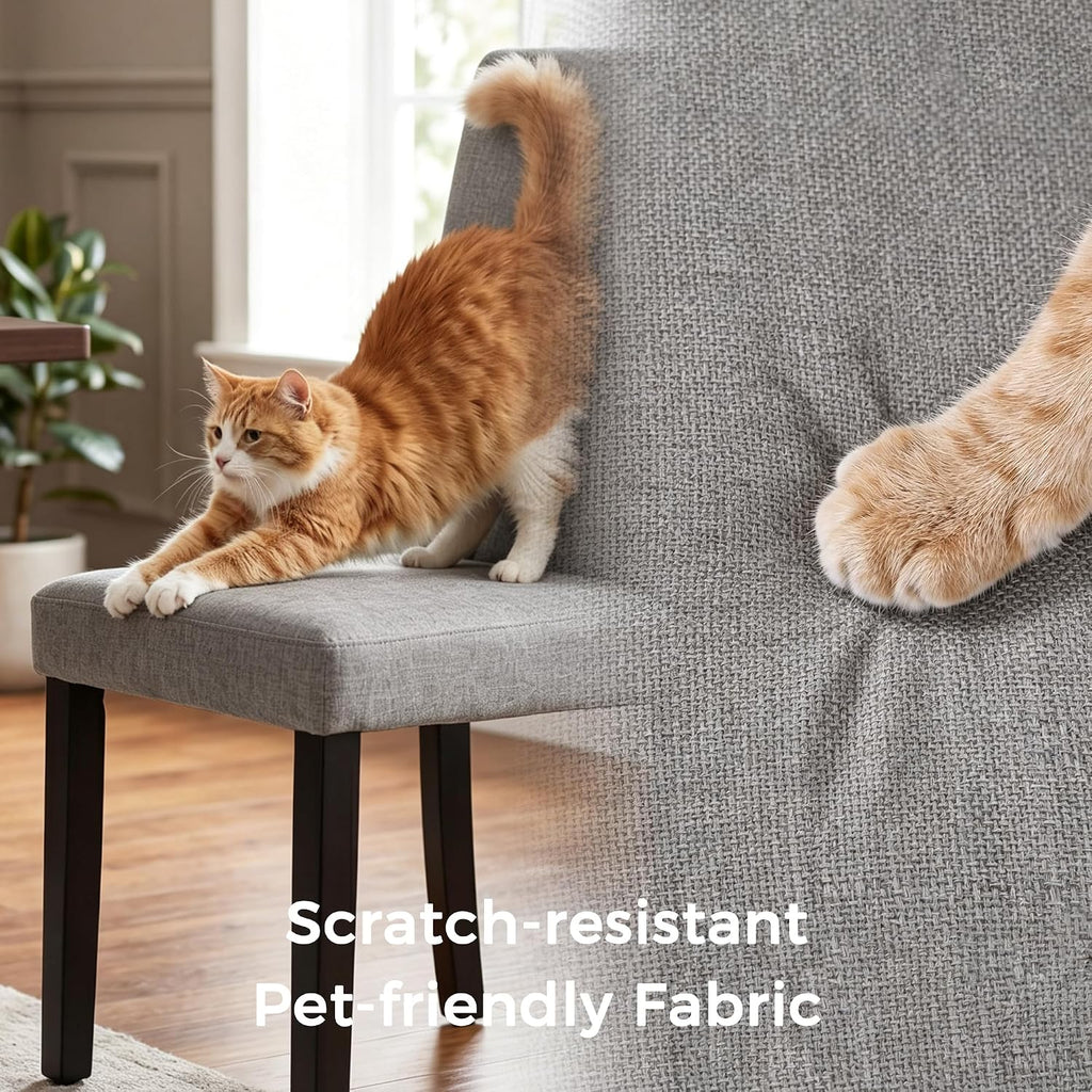 Dining Chairs Set of 2, Modern Stylish Fabric Upholstered Parson Chair, Dining Room Chairs with Solid Wood Legs for