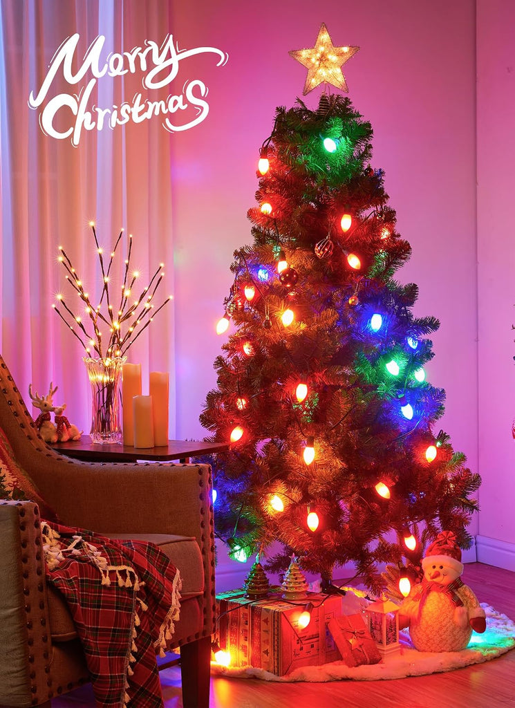 Vintage Christmas Lights Outdoor, 100Ft C9 String Lights with 100 LED Bulbs