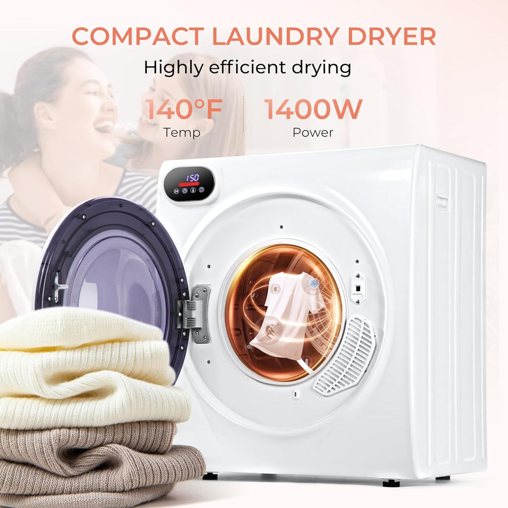 2.65 Cu.Ft Portable Dryer with Exhaust Hose, Clothes Dryer with Four Functions, 1400w Dryer Machine with Stainless