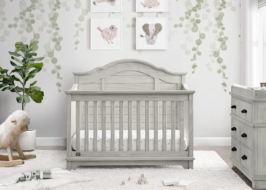 Asher Crib and Dresser Nursery Furniture - 6-in-1 Convertible Crib with Toddler Rail | Fully Assembled 6 Drawer