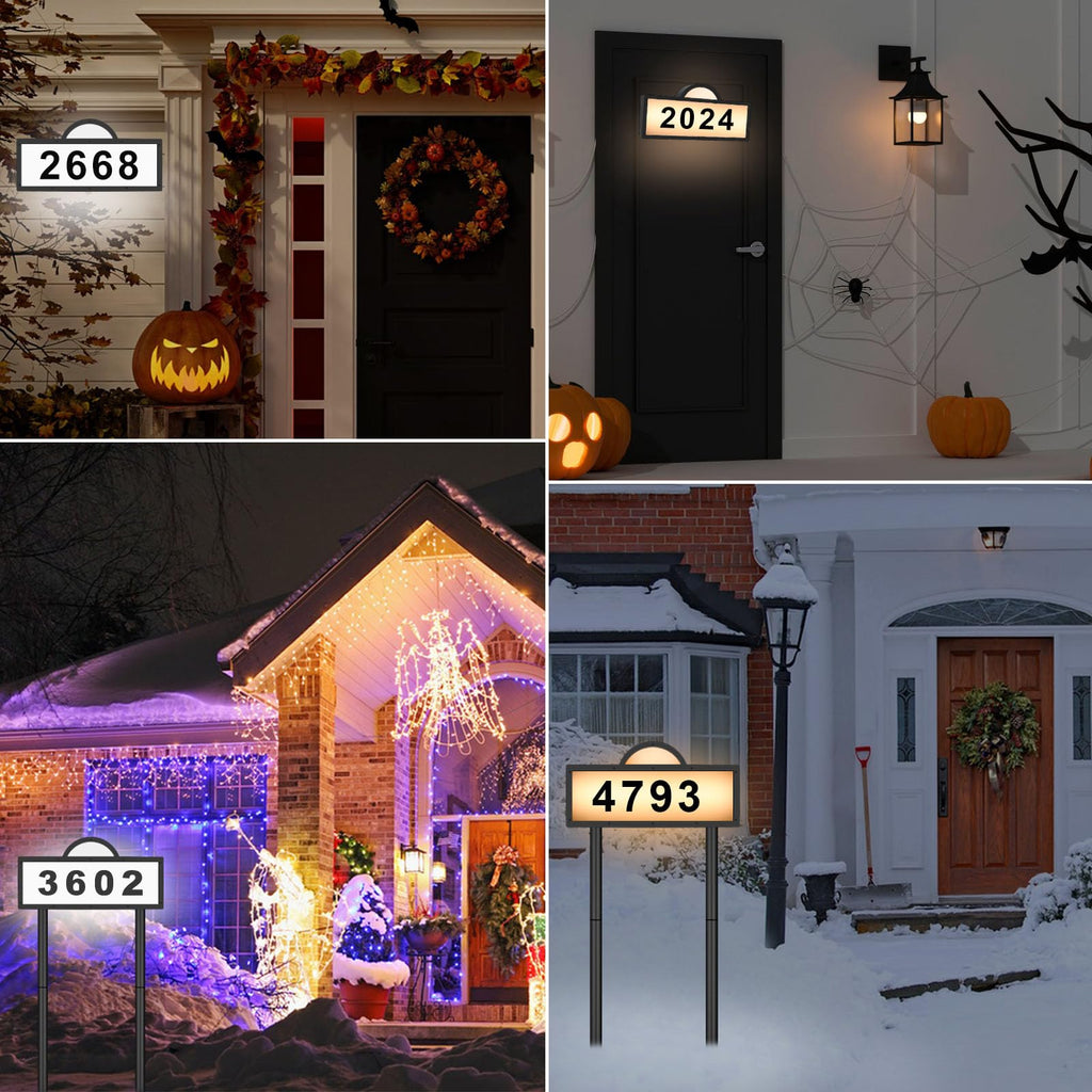 Large Address Numbers, Solar Powered, Wall Mounted & in Ground