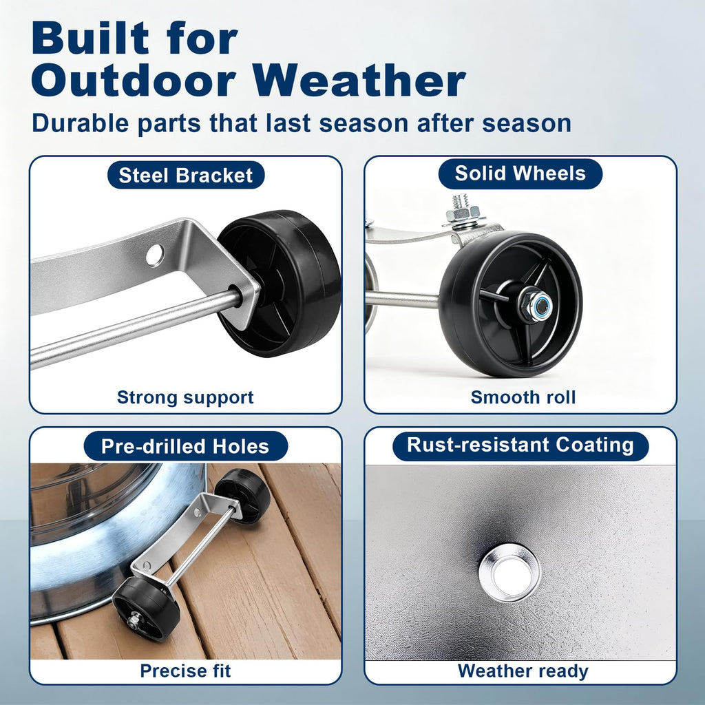 Universal Patio Heater Wheel Kit Propane Heaters, Easy to Move
