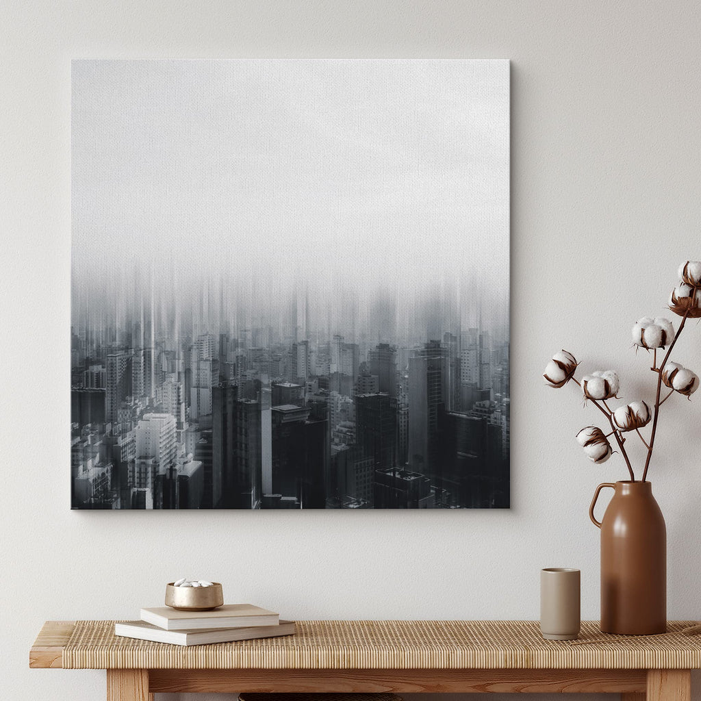 Canvas Print Wall Blur Effect Black & White Cityscape Architecture & Maps Cities Photography Realism Chic Scenic
