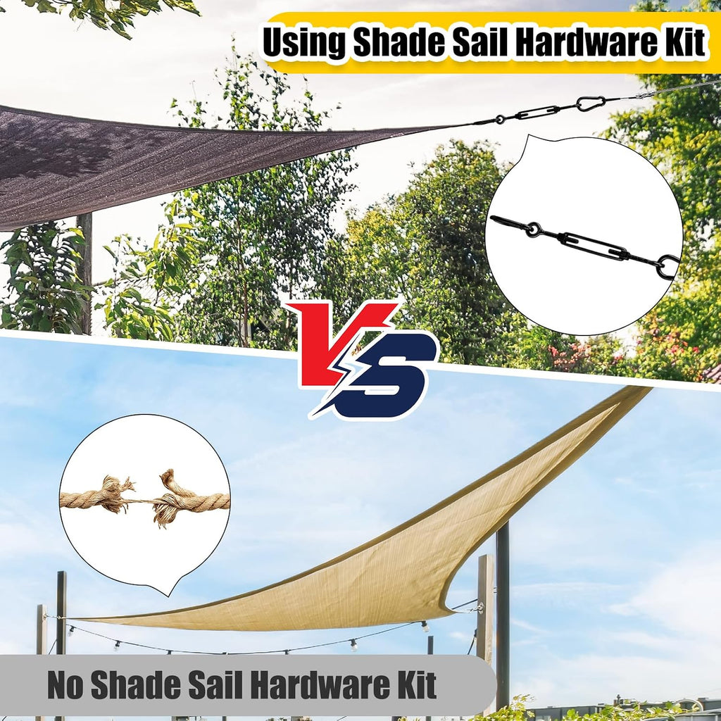 Sun Shade Sail Hardware Kit,Black,Classic Style | Sails Installation Kits, 304 Stainless Steel Accessories Set