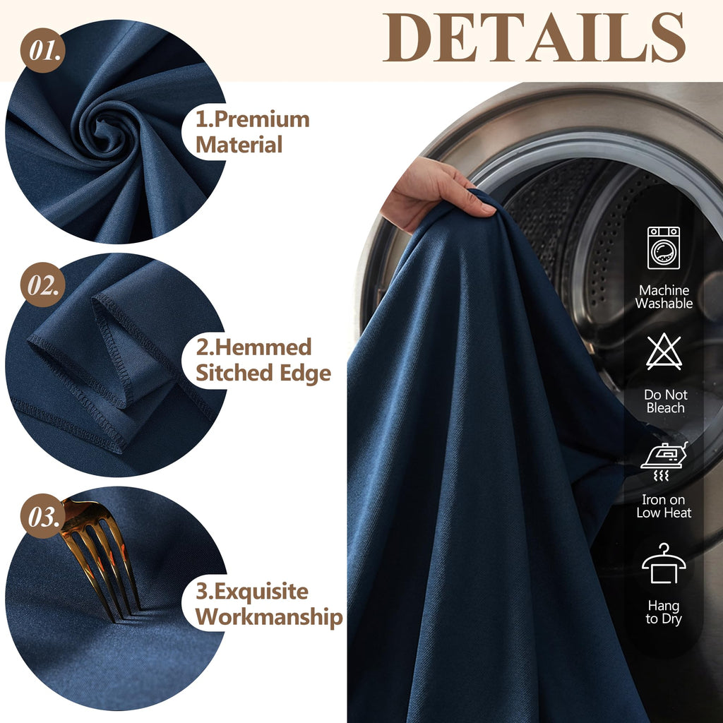 1 Pack Navy Blue Square Tablecloth for 34x34 Inch Card Table Cover Waterproof Oil-Proof Spill-Proof Polyester Square