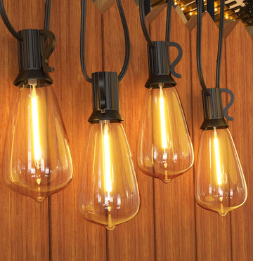 Outdoor String Lights, 60FT Waterproof Patio Lights with 32 Hanging Globe ST38 Bulbs, 2700k Shatterproof for Backyard