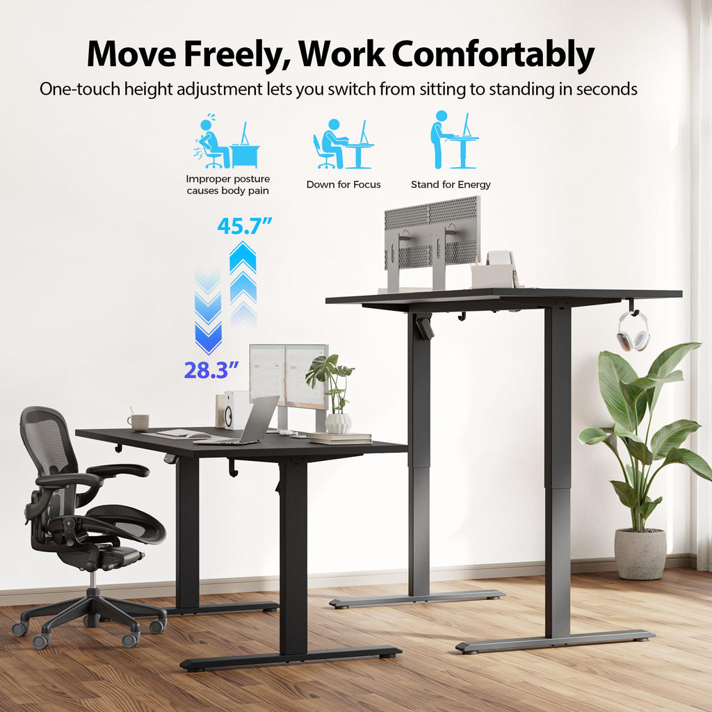 63*28 Inch Height Adjustable Electric Standing Desk, Black
