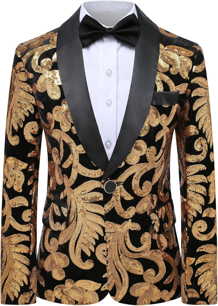 Boys Tuxedo Suit 2 Pieces Shiny Formal Blazer Pants Set