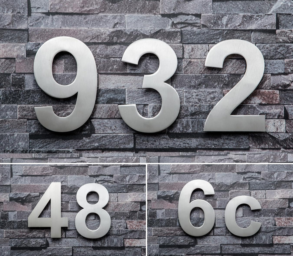 12 Inch Floating House Number 4 - Brushed 304 Stainless Steel