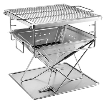 Campingmoon BBQ Grill Fire Pit Foldable Stainless Steel - Medium