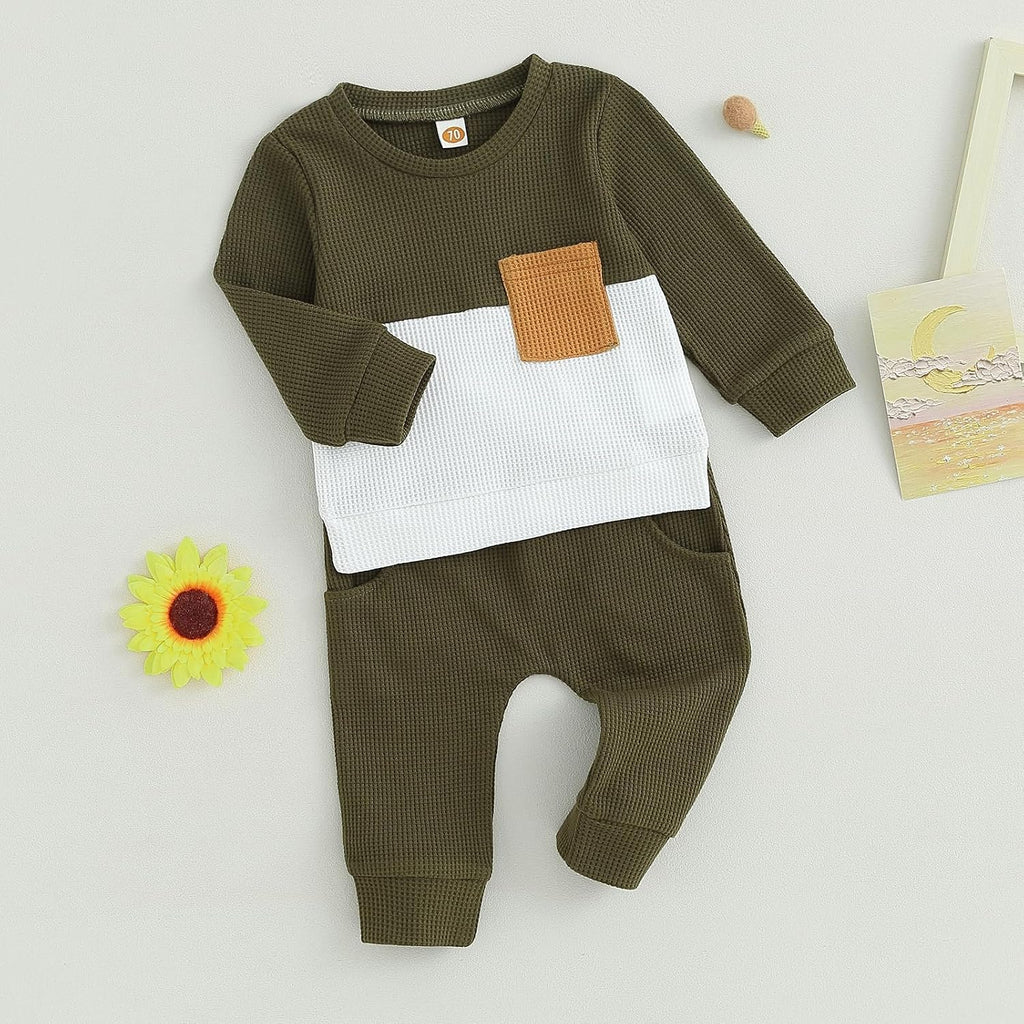 Toddler Baby Boy Fall Clothes Contrast Color Sweatshirt Pants Sets