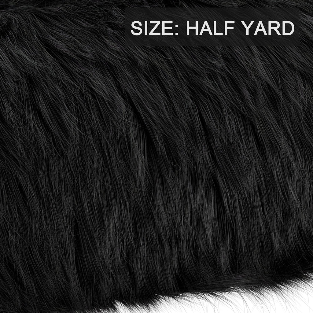 Faux Fur Fabric, 60 x 18 inches (Half Yard, Black)