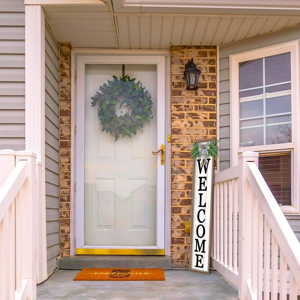 Welcome Sign for Front porch Standing 45"X9" Wood White
