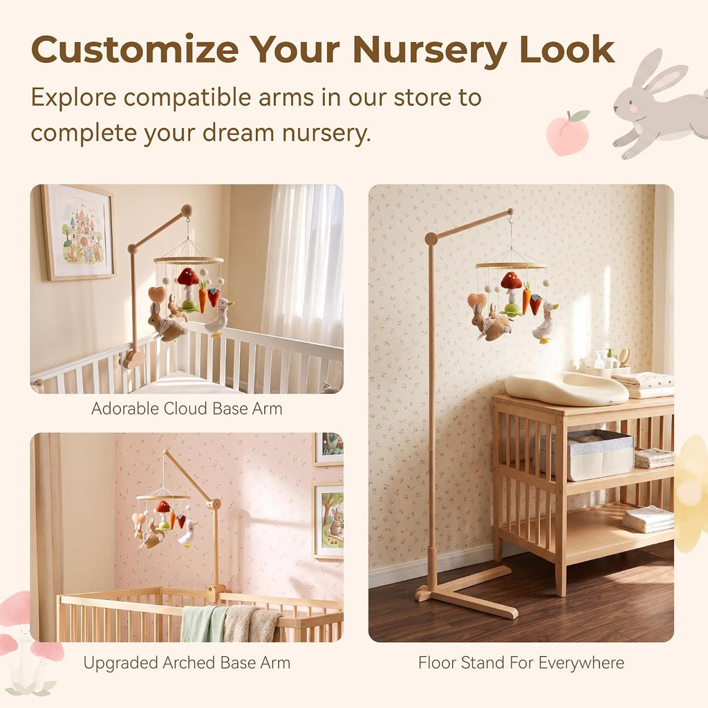 Baby Crib Mobile Mushroom Bunny Goose Nursery Decor