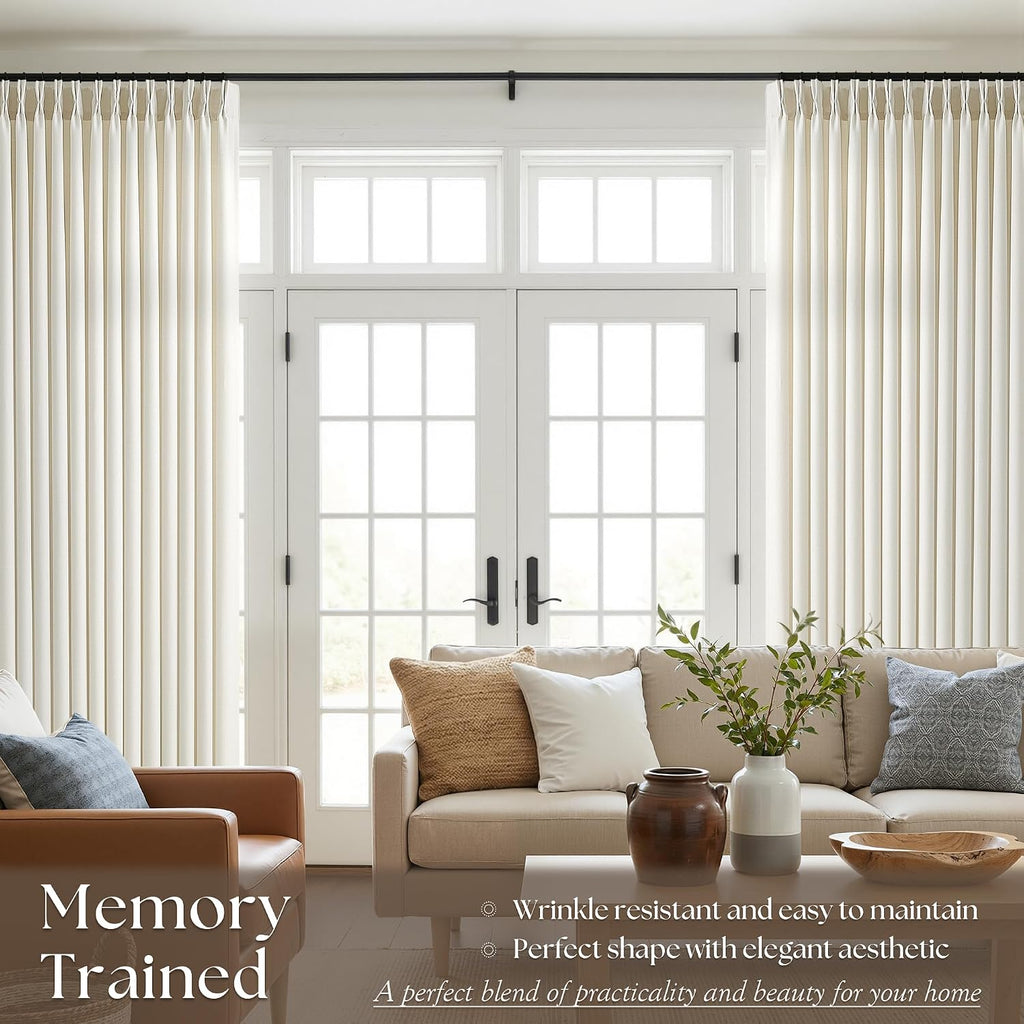 Extra Wide 100 Inch Large Curtains 96 Inches Long for Sliding Glass Door Living Room Bedroom 1 Panel Memory Trained